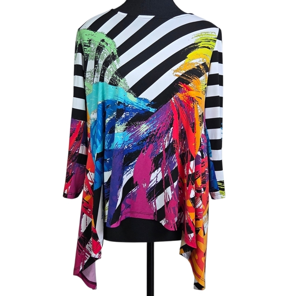 Joseph Ribkoff Multicolor Abstract Blouse With Split Back Size 4